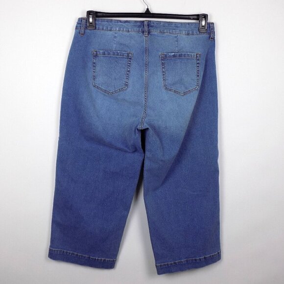 Torrid Crop Wide Leg Vintage Stretch Mid Rise Jeans Size 16 Blue - Picture 2 of 5